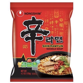 Nongshim Shin Ramyun Noodle Soup 120 g นงชิม ชินเรด บะหมี่กึ่งสำเร็จรูปเกาหลี