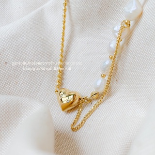 Chubby gold heart necklace tinari stainless pearl diamond สร้อย โซ่ทอง สร้อยสแตนเลส สร้อยไข่มุก ไข่มุก ของขวัญ