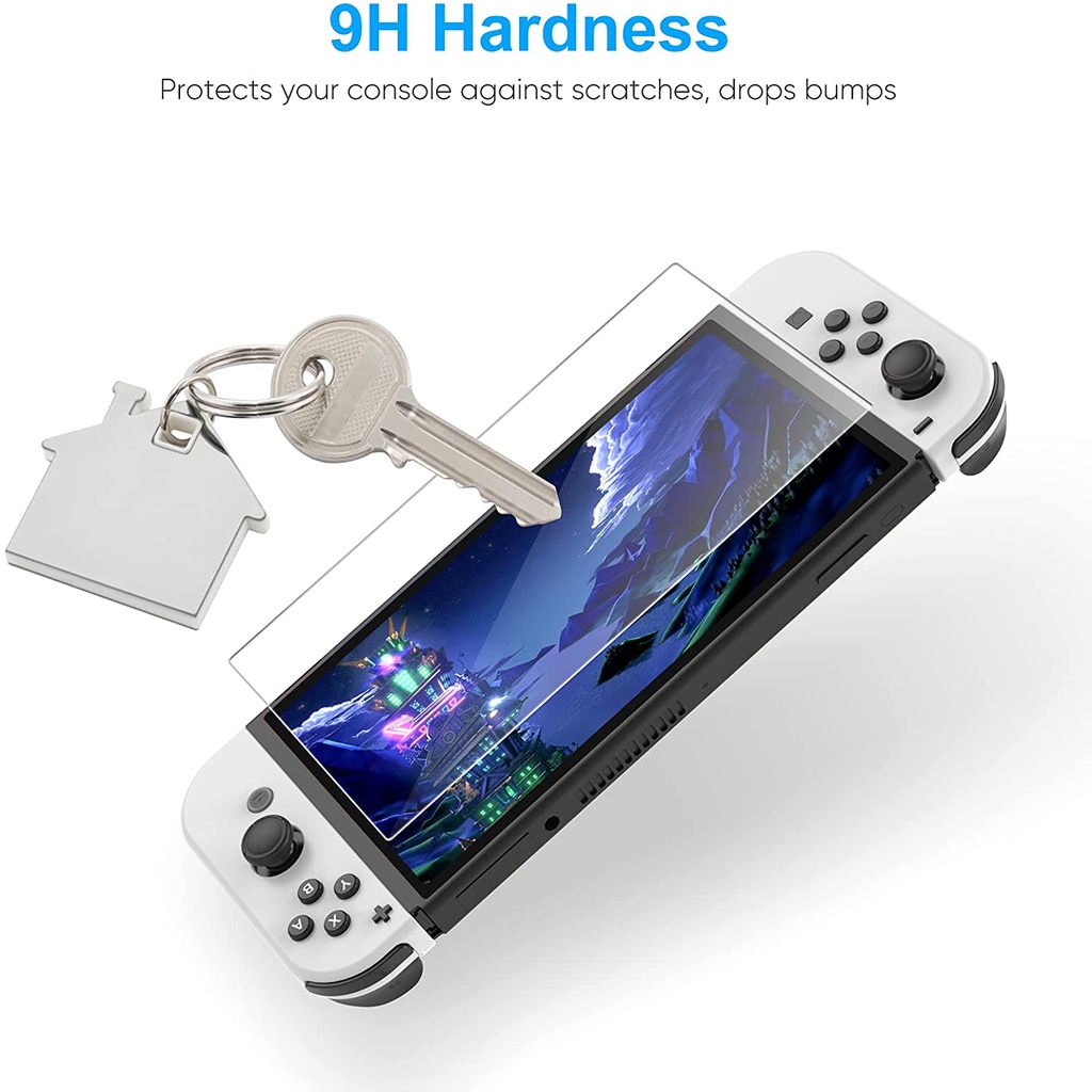 กระจกนิรภัยกันรอยหน้าจอสําหรับ Nintendo Switch Oled Oled 2021 ป้องกันรอยขีดข่วน - รูปที่ 3