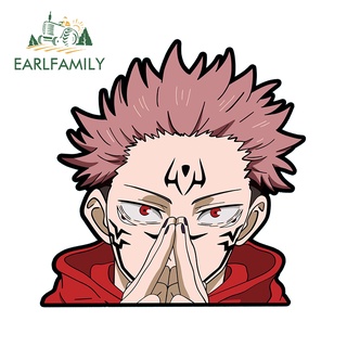 Earlfamily สติกเกอร์ ลายการ์ตูนอนิเมะ Jujutsu Kaisen กันรอยขีดข่วน ขนาด 13 ซม. x 12.9 ซม. สําหรับตกแต่งรถยนต์ แล็ปท็อป