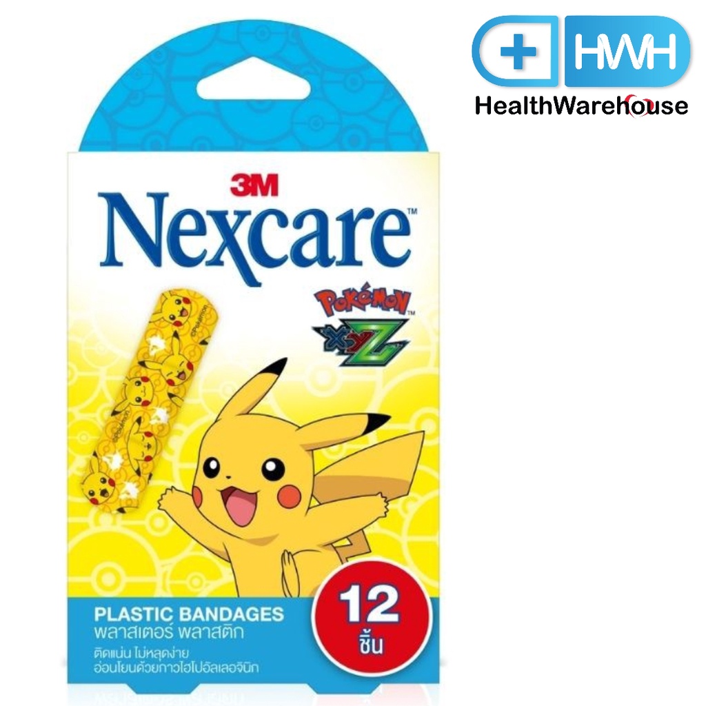 3M Nexcare Pokemon Plastic Bandages 12 ชิ้น / ซอง พลาสเตอร์พลาสติก