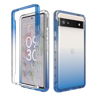 Google Pixel 6a เคสไฮบริด กันกระแทก ไล่โทนสีใส ด้านหลัง