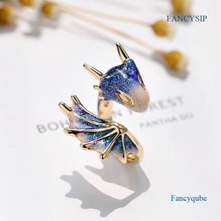 Fancysip แหวนเงิน รูปมังกร ท้องฟ้ากลางคืน ขนาดเล็ก หลากสี เครื่องประดับ สําหรับผู้หญิง