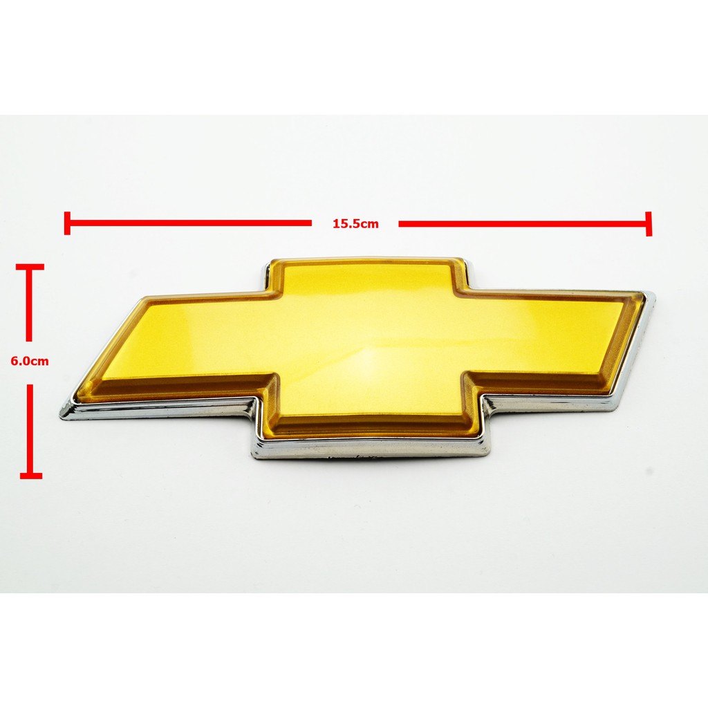 ป้ายโลโก้พลาสติกสีทองขอบเงิน Chevrolet ขนาด 15.5x6.0cm ติดตั้งด้วยเทปกาวสองหน้าด้านหลัง