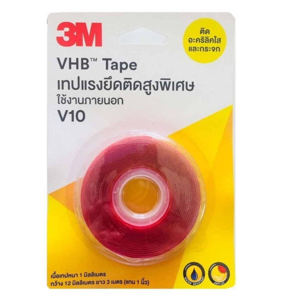 3M เทปแรงยึดติดสูงพิเศษ VHB tape V10 สีใส, กว้าง 12มม x 3ม.