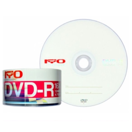 ยี่ห้อ RYO DVD-R 4.7Gb 16X (50/Pack) แผ่นดีวีดี