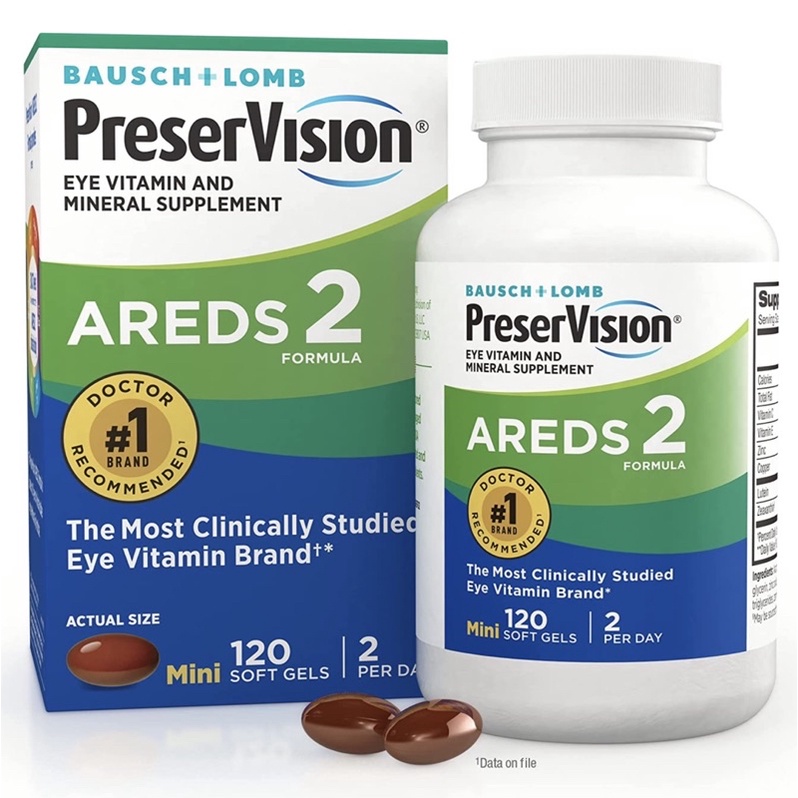 กล่องบุบเล็กน้อย! Bausch + Lomb PreserVision AREDS2 Eye Vitamin &amp; Mineral วิตามินบำรุงดวงตา 120 เม็ด