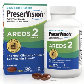 Bausch + Lomb PreserVision AREDS2 Eye Vitamin &amp; Mineral วิตามินบำรุงดวงตา 120 เม็ด