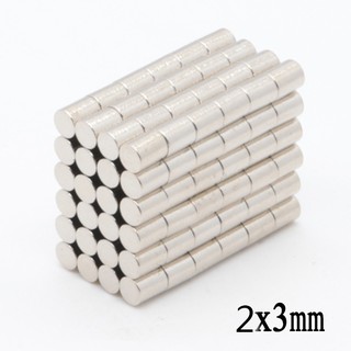 50ชิ้น แม่เหล็กแรงดึงดูดสูง 2x3 มม. ทรงกระบอก Magnet Neodymium 2*3mm แม่เหล็ก 2mm x 3mm แม่เหล็กแรงสูง 2mm x 3mm