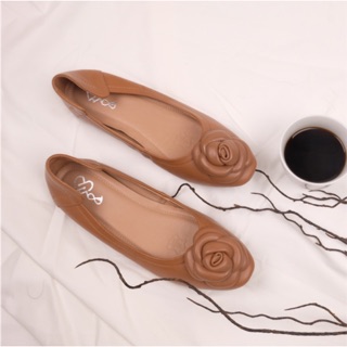 WOO Dahlia Lambskin Ballet Flats สีน้ำตาล Caramel Toffee