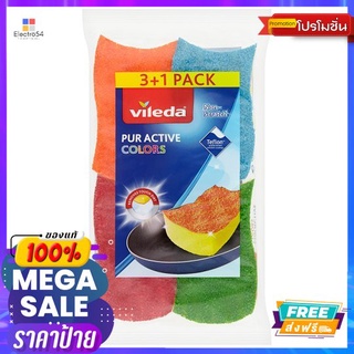 วิเลดา ฟองน้ำคัลเลอร์ แพ็ค4ชิ้นVILEDA COLORS SCOURER PACK4