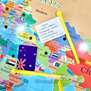 ส่งจาก ไทย แผนที่โลก ปักธงชาติ ธงชาติประเทศต่างๆ Map of The World and Nation Flag แผนที่โลกภาษา *อังกฤษล้วน