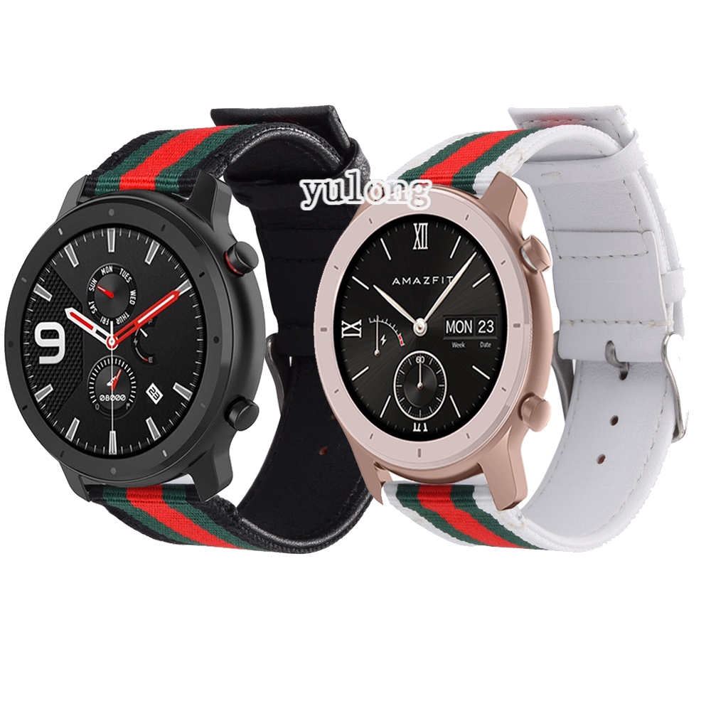 สายนาฬิกาข้อมือ หนังวัวแท้ ไนล่อน สําหรับ Huami Amazfit GTR Mini GTR3 Pro 42 มม. 47 มม. Bip5 GTR2 GT