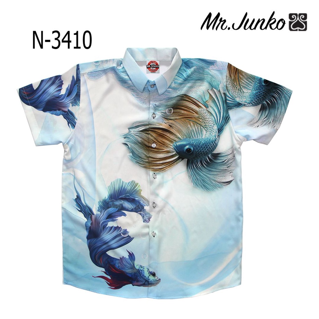 ⚡ ส่งฟรี⚡เสื้อเชิ้ต งานต่อลาย Mr-Junko ลายปลากัด ผ้านิ่มใส่สบายไม่ร้อน N-3410