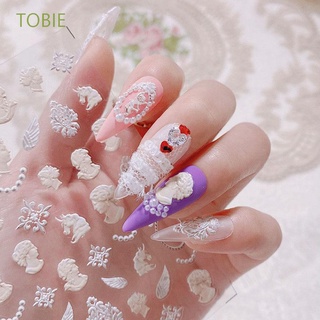 Tobie สติ๊กเกอร์ลายกระต่ายลูกไม้มีกาวในตัวสําหรับตกแต่งเล็บ Diy