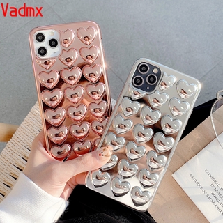 เคสโทรศัพท์มือถือแบบนิ่ม TPU ลายหัวใจ 3D สีพื้น สําหรับ iPhone 15 Pro Max 14 13 12 11 Pro Max XR X XS Max 7 8 6S Plus