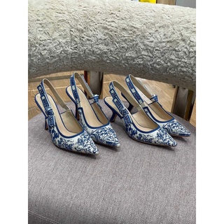 พรี​ ราคา3500 Dior รองเท้าผู้หญิง Slingback รองเท้าส้นแบนรองเท้าส้นสูงsize35-41