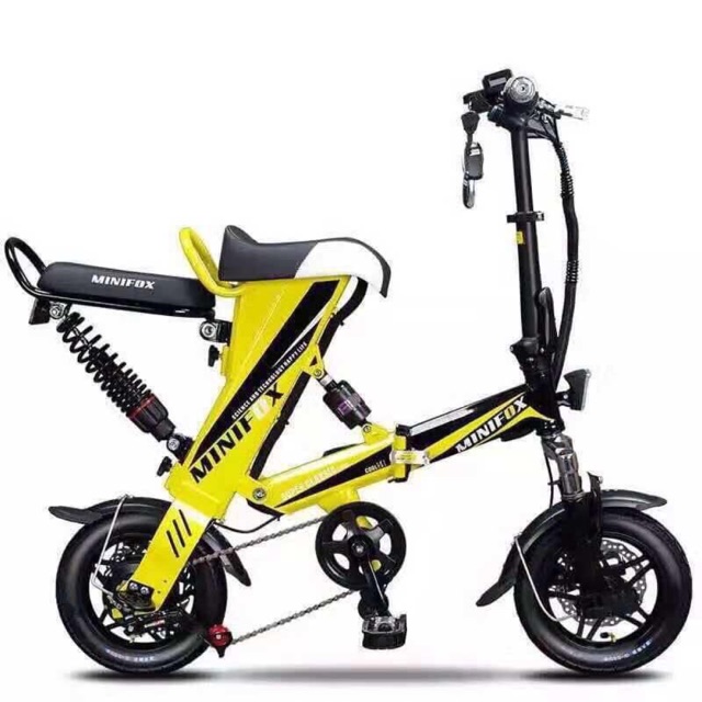 (ส่งฟรี) จักรยานไฟฟ้า MINIFOX ขนาด12 นิ้ว พับได้ สีเหลือง