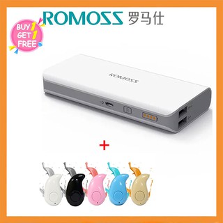 ROMOS Ready Stock แบตสำรอง 10400mAh แถบสี ฟรี สาย USB+free s530 Bluetooth Earphone คุ้มค่าคุ้มราคา!