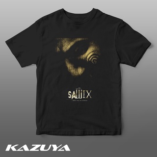 แขนสั้นcrew neckเสื้อยืด พิมพ์ลายภาพยนตร์สยองขวัญ Kazuya DV-0008 SAW IXS-XXXXL