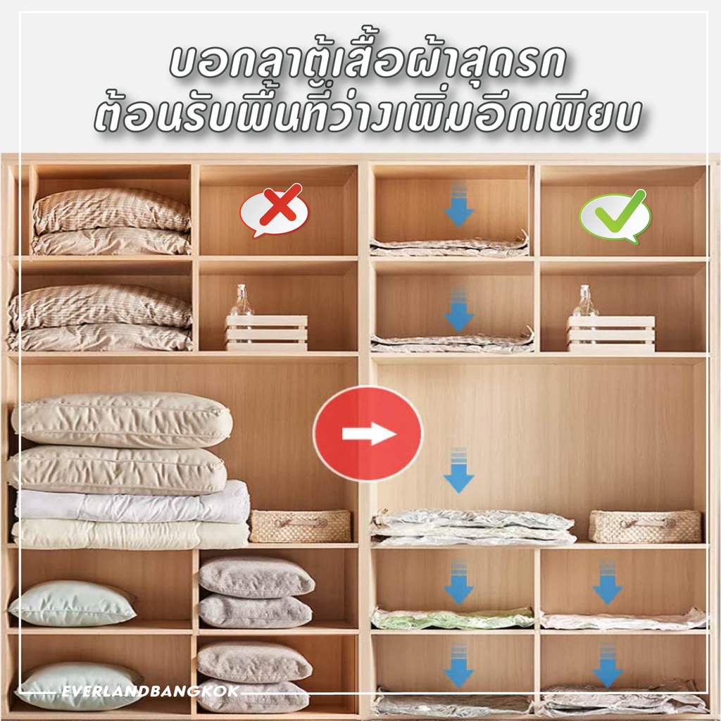 เซ็ท ถุงสูญญากาศ 8 ใบ พร้อม กระบอกสูบ 1 อัน จัดเก็บของ กระชับพื้นที่  ถุงจัดเก็บของ vacuum bag ราคา ถูกที่สุด ดีลบีเคเค แกลเลอรีภาพที่ 3