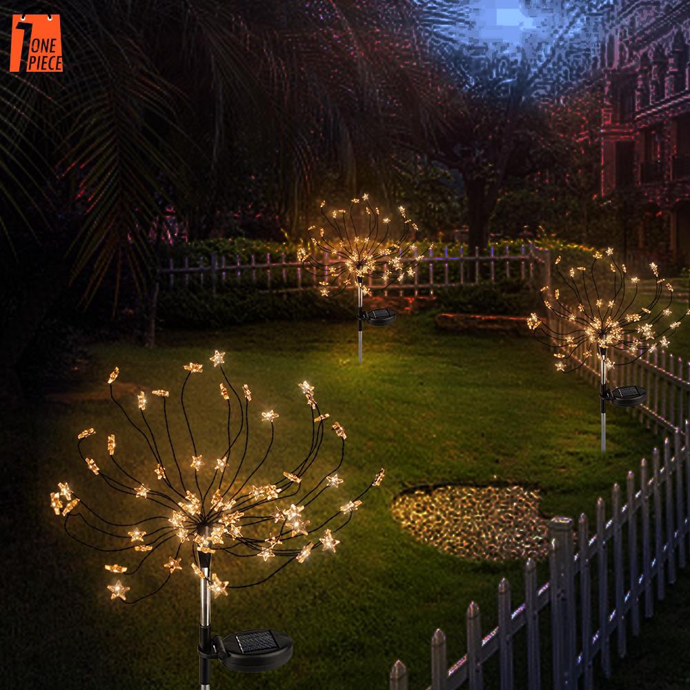HOT! Solar Energy Star Fairy Bouquet Dandelion Lights Star Firework ...