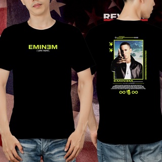 แขนสั้นcrew neckเสื้อยืด พิมพ์ลาย Eminem Cool Black And White Navy คุณภาพพรีเมี่ยม S-XXXXL