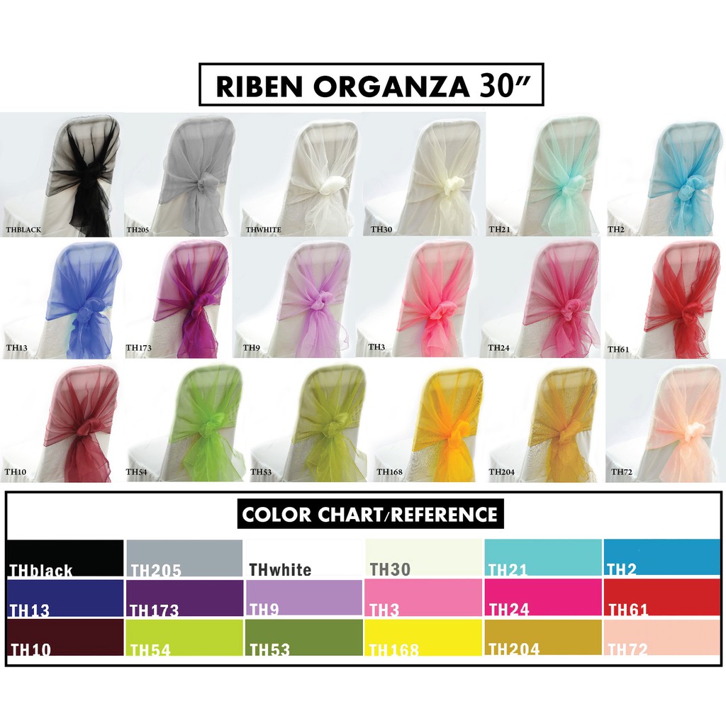 RIBBON ORGZA 30", REBEN KERUSI BANQUET, PLASTIK & CHIAVARI.1IKAT - 10PCS, JAMAN, WEDDING, DECO, HALL