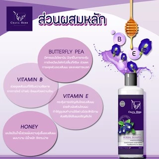 โปร🔥ซื้อ​ 1 แถม 1🔥 แชมพูสมุนไพรChaya herb สกัดจากอัญชันช่วยลดผมร่วง เร่งผมยาว ผมดกดำ เงางาม​ ขวดละ360ml