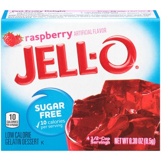 🔥The Best!! Jell-O  Raspber Sugar Free  Gelatin สำหรับ ทำ ขนม ผสม เจลาติน กลิ่นราสพ์เบอร์รี่ เจล -โอ 17กรัม คุณภาพระดับพ