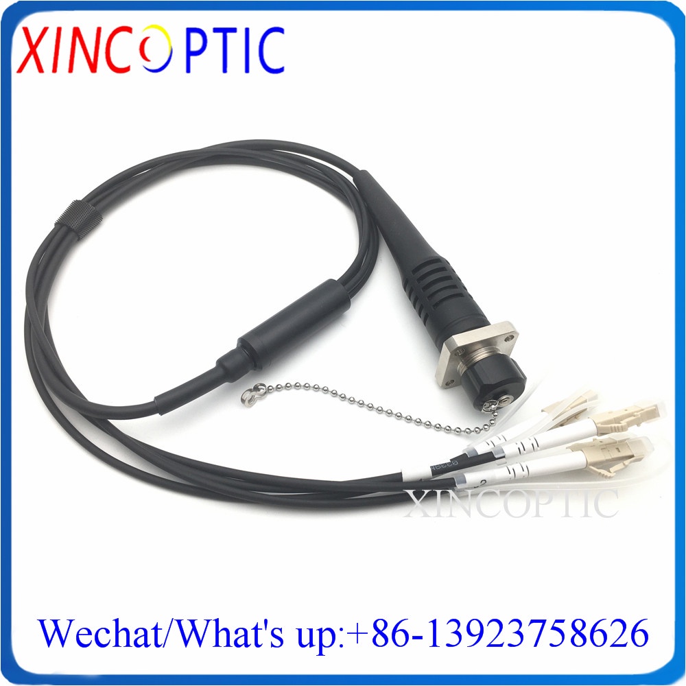 OM2,4C,50/125,LSZH Armored Black Cable,0.5/1/2M,4F ODC Square Female Male Round to LC/UPC Fiber Opti