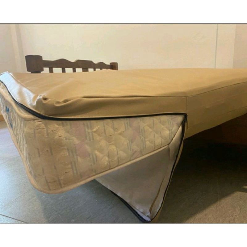 ปลอกหนัง PVC หุ้มที่นอนแบบสวมทับมีซิปรอบตัวยู ประเภทหนัง PVC สีกากี