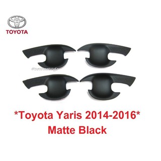 เบ้ารองมือเปิด เบ้ากันรอย Toyota Yaris Hatchback 2014-2016 ดำด้าน โตโยต้า ยาริส ถาดรองมือเปิดประตู เบ้ามือ ประตู ถ้วยมือ