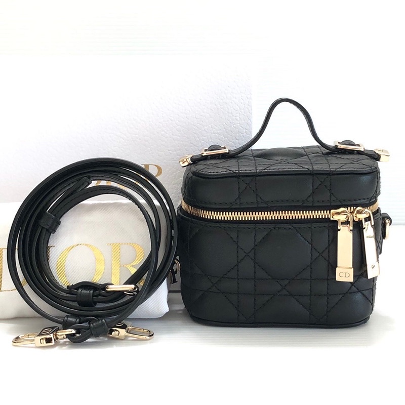 (New) Lady Dior Micro Vanity Case Black GHW Fullset (No Rec)