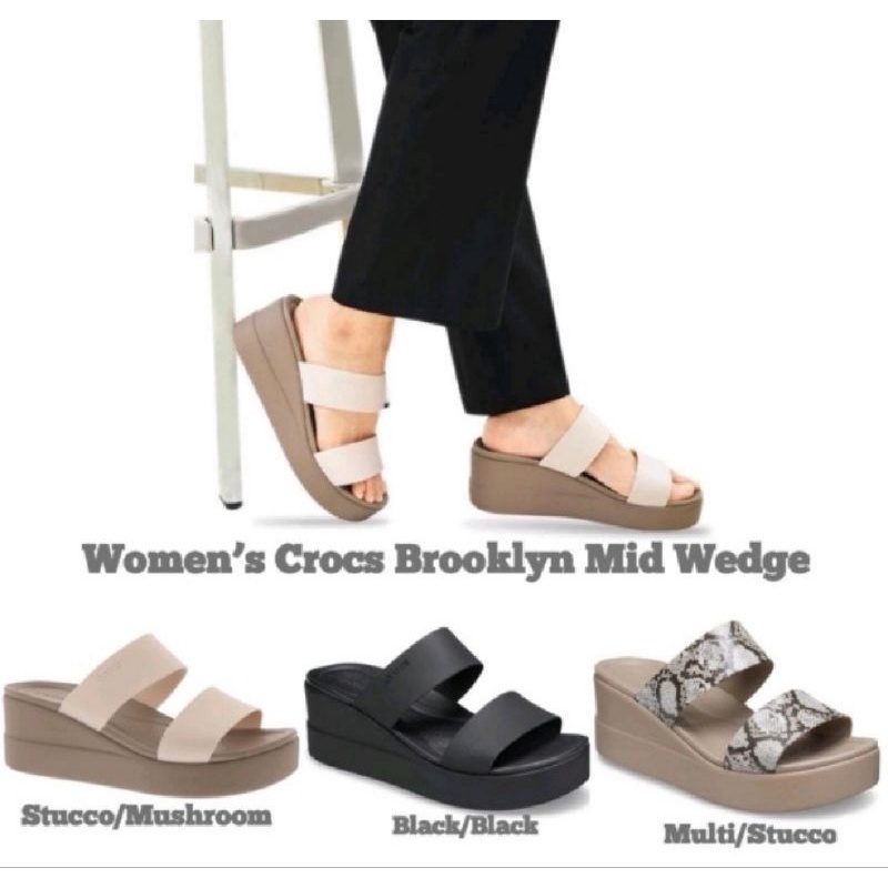 Crocs Brooklyn Mid wedge / Women& 39;s รองเท้าแตะ Crocs / Brooklyn wedges Crocs