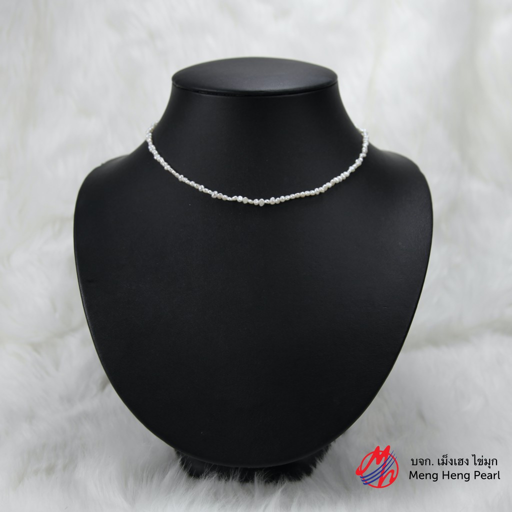 สร้อยไข่มุก บาร๊อค ไข่มุกสีขาว ไซส์ 2.5-3 mm มุกแท้ 100% มุกน้ำจืด เม็งเฮง ไข่มุก MengHeng ราคา ถูกที่สุด ดีลบีเคเค แกลเลอรีภาพที่ 2