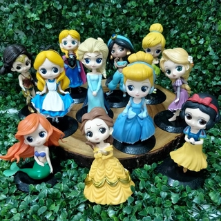 โมเดลฟิกเกอร์ PVC รูปการ์ตูนเจ้าหญิงดิสนีย์ Q Posket Snow Elsa &amp; Anna clown เหมาะกับของขวัญ ของเล่นสะสม สําหรับเด็ก