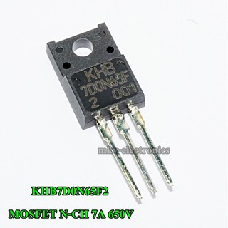 (1ตัว) 7D0N65F2 , 7D0N65F , KHB7D0N65F2 , 7N65 , MOSFET N-CH 7A 650V TO-220F(รหัสสินค้า M00027)