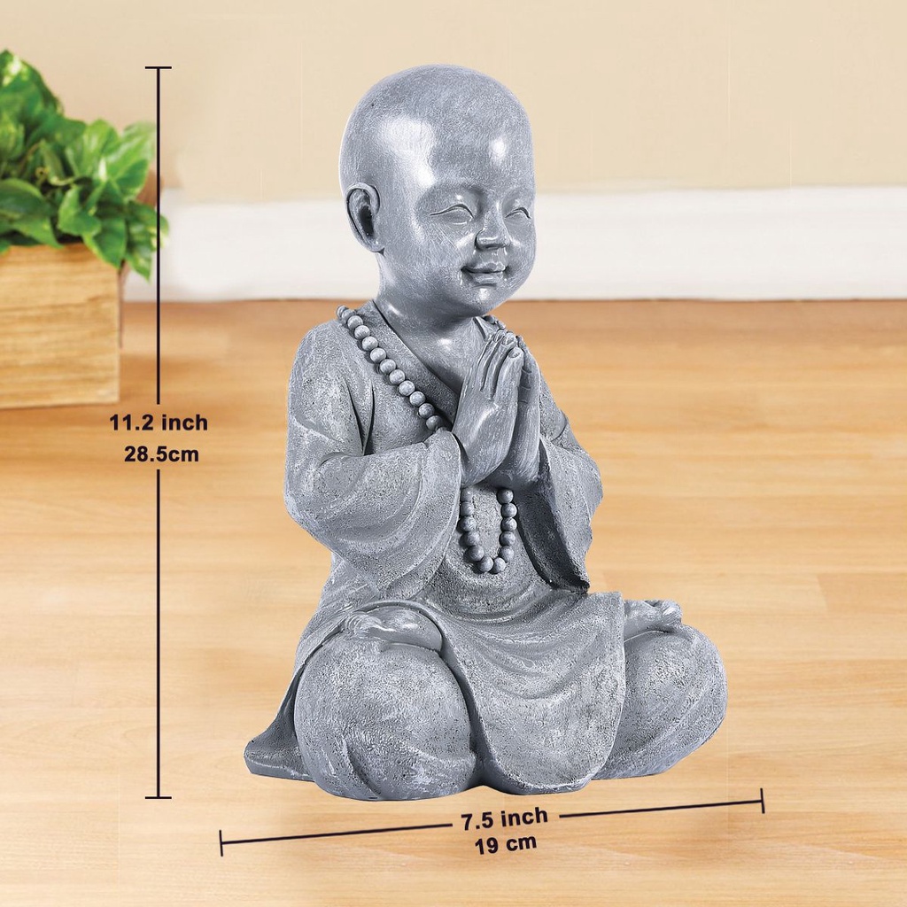 ♧◄Goodeco Meditating Baby Buddha Statue Garden Outdoor Buda Figurine Decor Zen Monk Sculpture Jardin Lawn Sitting Buddha