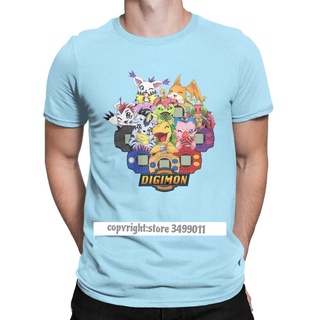 T-shirt  เสื้อยืด พิมพ์ลายการ์ตูนอนิเมะ Adventure Team Digimon Nostalgic สําหรับผู้ชายS-5XL