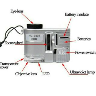 (แถมถ่าน พร้อมใช้งาน) ACEHE มินิแว่นขยายกล้องจุลทรรศน์ 60X พร้อมไฟ LED