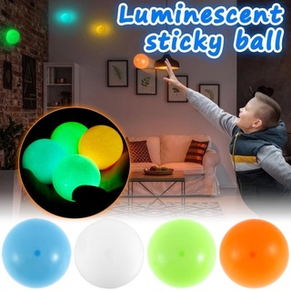 4pcs Luminous Sticky Balls Rubber Squeeze Ball Luminescent Sticky Ceiling Wall Balls Fidget Toys Glowing Stress Relief