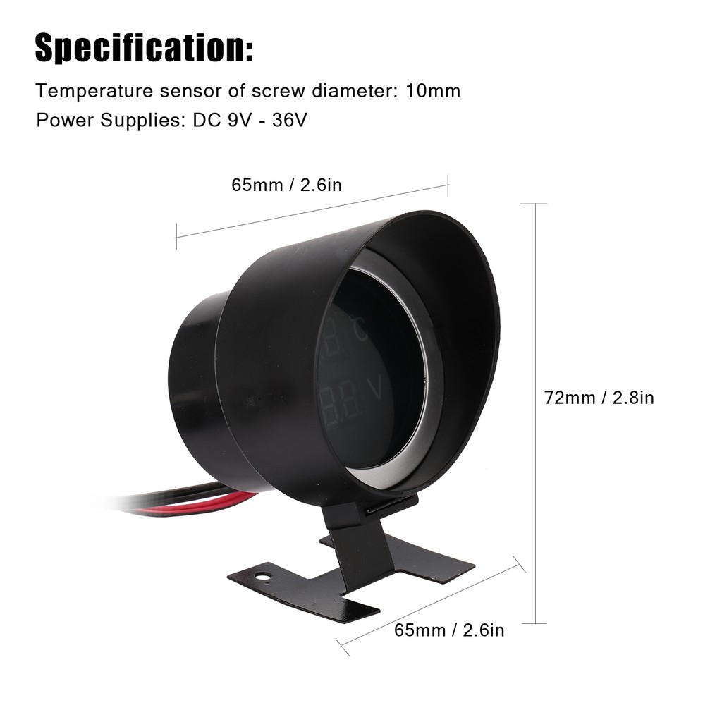 2 in 1 LED เกจวัดอุณหภูมิหม้อน้ำ น้ำยาหล่อเย็น ความดันไฟแบตเตอรี่ 12V 24V โวลต์มิเตอร์ เกจวัดความร้อน Car Gauge - รูปที่ 6