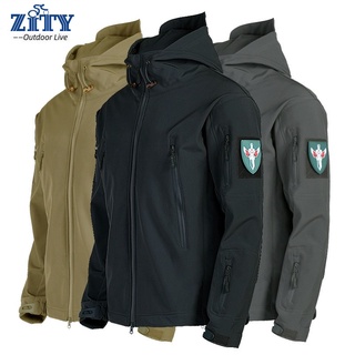 เสื้อแจ็คเก็ตยุทธวิธีผู้ชาย Soft Shell ทหาร Windproof กันน้ำ Army Combat เสื้อแจ็คเก็ตบุรุษ Hooded Bomber Coats ชาย