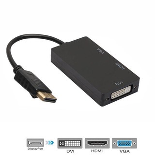 3 in1Display Port (DP) to VGA / HDMI / DVI สายแปลงสัญญาณ สำหรับ Notebook / Macbook หรือ อื่นๆ