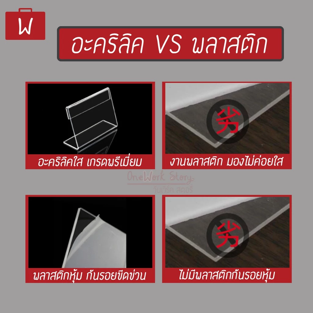 Oneworkstory ป้ายอะคริลิก |QC✔️ตั้ง/นอน| Mini desk sign ป้ายราคาอะคริลิคตั้งโต๊ะ Cake label ป้ายเมนูเค็ก Acrylic stand thumbnail 3