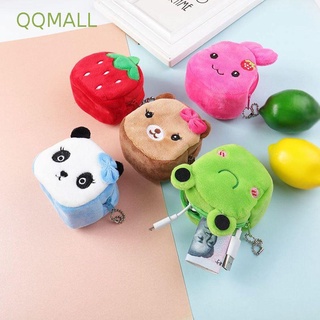 Qqmall กระเป๋าใส่เหรียญ ตุ๊กตาสัตว์น่ารัก มีซิป พร้อมพวงกุญแจ กระเป๋าหูฟัง แบบนิ่ม