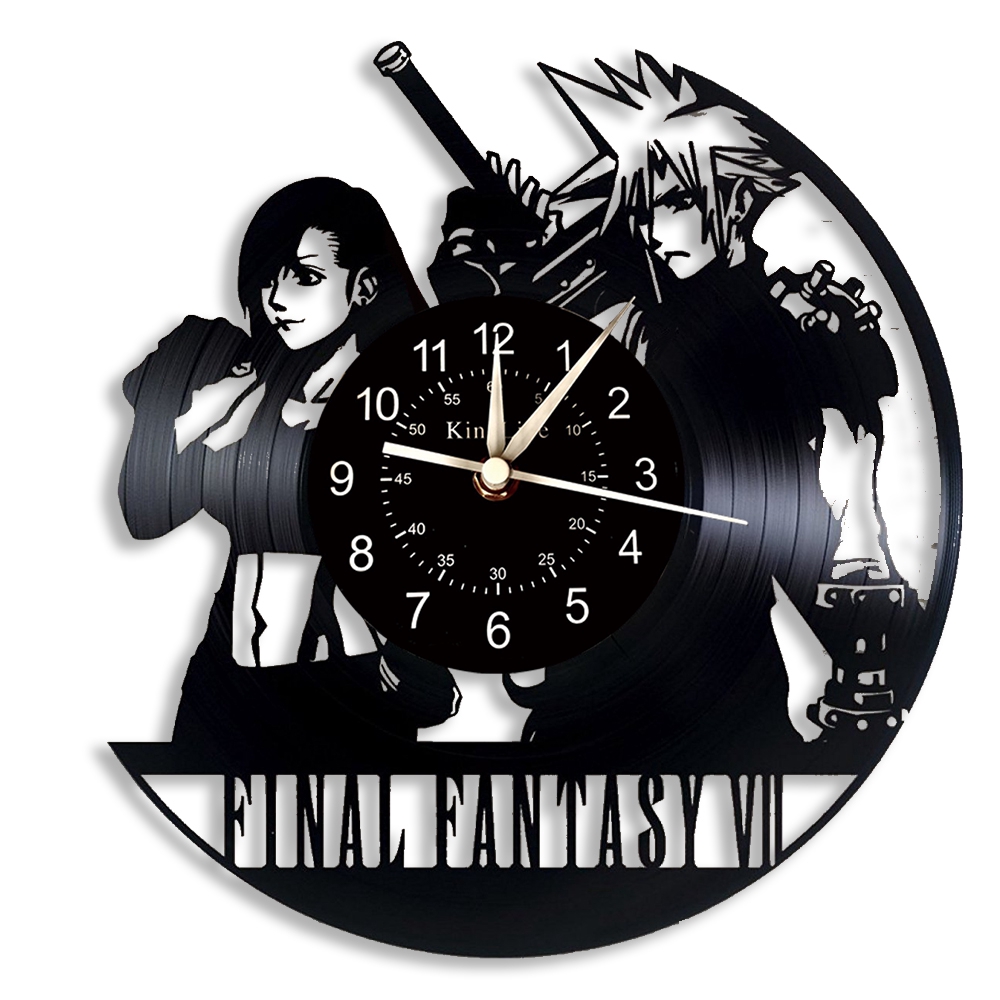 Final Fantasy Vinyl Record Wall Clock Led Quartz Clock Home Decor Clock Unique Cartoon Gift 7 Color Luminous Wall Cloc Shopee Thailand