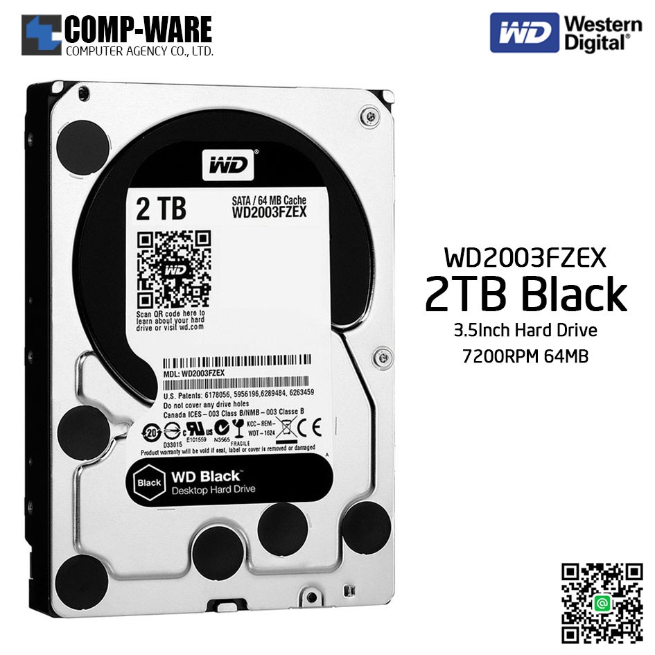 Wd Black 2tb Performance Desktop Hard Disk Drive 7200rpm Sata 6gb S 64mb Cache 3 5 Inch Wd2003fzex ร บประก น 5 ป Shopee Thailand