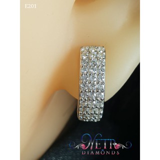 ต่างหูเพชรน้ำ100 ทำจาก เพชร CZ, Cubic Zirconia หรือ เพชรโคลนนิ่ง ดีไซน์เรียบหรู สวยทันสมัย ทำจากแร่สังเคราะห์ CZ